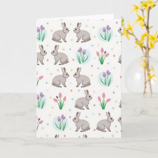 Carte Grey Animal Pattern Spring Card (Fleur jaune)