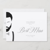 Carte Grey Best Man Silhouette Simple Mariage Propositio (Devant)