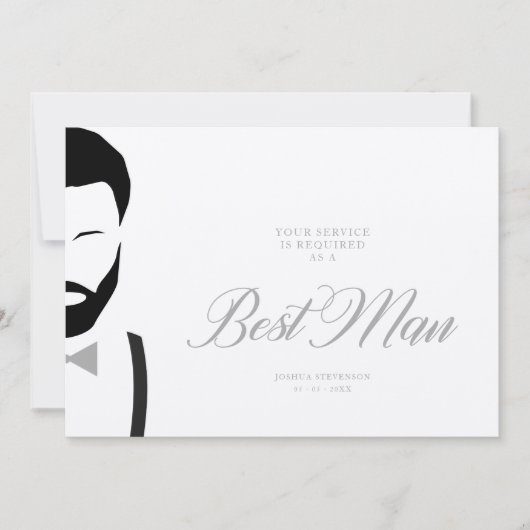 Carte Grey Best Man Silhouette Simple Mariage Propositio (Devant)