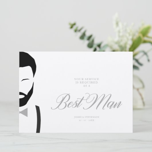 Carte Grey Best Man Silhouette Simple Mariage Propositio (Debout devant)