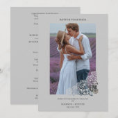 Carte Grey Elegant Photo Botanical Frame Wedding (Devant / Derrière)