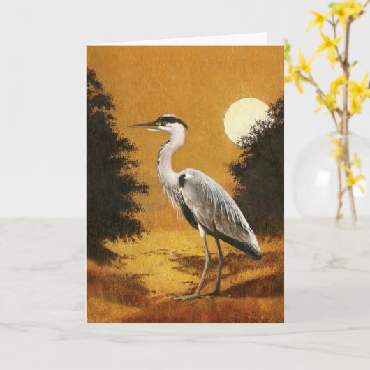 Carte Grey Heron Greetings (Fleur jaune)