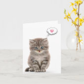 Carte Grey Kitten pour la pensée de vous (Fleur jaune)