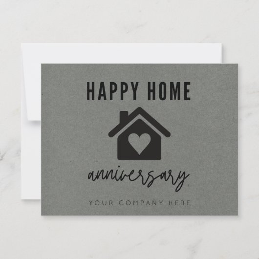 Carte Grey Kraft Papier Happy Home Anniversaire Réalité (Devant)
