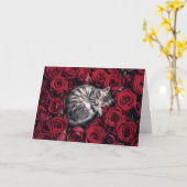 Carte Grey Tabby et Rose (Fleur jaune)
