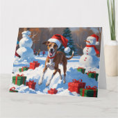 Carte Greyhound coule dans la neige avec le Casquette de (Devant)