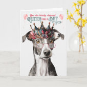 Carte Greyhound Dog Queen pour jour drôle anniversaire (Fleur jaune)