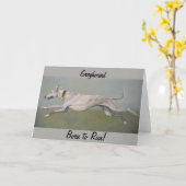 Carte Greyhound est né pour exécuter Dog Art Greeting Ca (Fleur jaune)