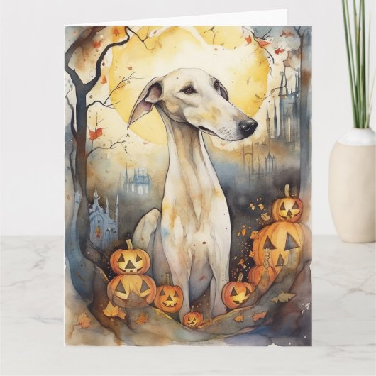 Carte Greyhound Halloween avec citrouilles effrayant (Devant)