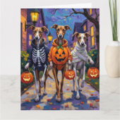 Carte Greyhound Trick-or-Treating en costumes d'Hallowee (Devant)