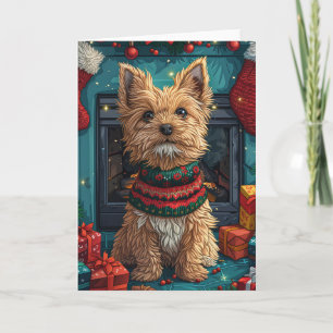 Carte Griffon à poil dur avec cadeaux de Noël