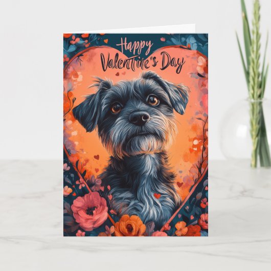Carte Griffon à poil dur Cœurs Saint-Valentin (Devant)