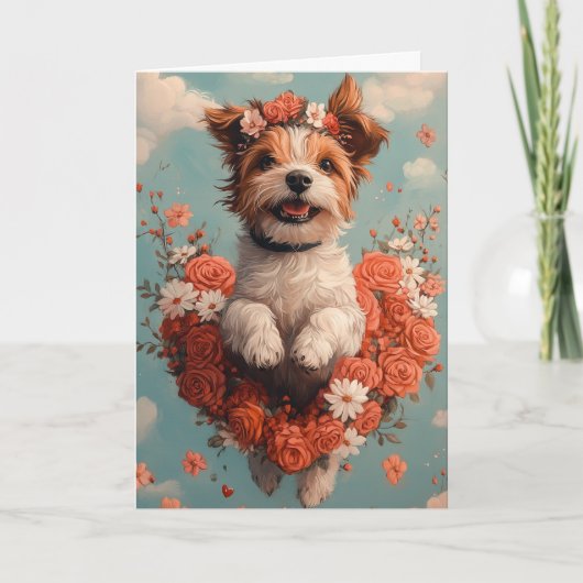 Carte Griffon à poil dur Cœurs Saint-Valentin (Devant)