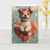 Carte Griffon à poil dur Cœurs Saint-Valentin (Fleur jaune)
