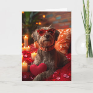 Carte Griffon à poil dur Cœurs Saint-Valentin