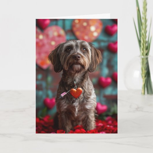 Carte Griffon à poil dur Cœurs Saint-Valentin (Devant)