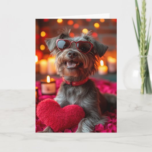 Carte Griffon à poil dur Cœurs Saint-Valentin (Devant)