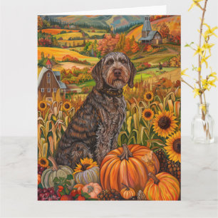Carte Griffon à poil dur de chasse d'Automne de Thanksgi