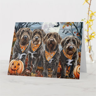 Carte Griffon à poil dur Halloween Épouvantable