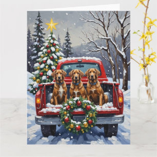 Carte Griffon d'arrêt à poil dur camion rouge de Noël