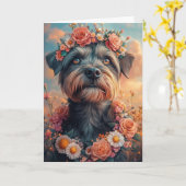 Carte Griffon d'arrêt à poil dur pour la Saint-Valentin (Fleur jaune)