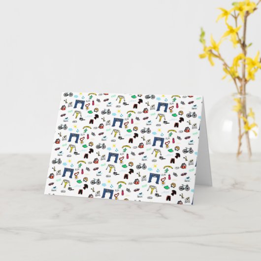 Carte Griffonnages de triathlon (Fleur jaune)