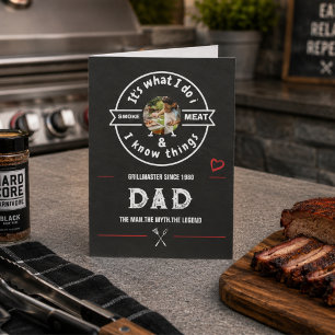 Carte Gril BBQ drôle Photo Fête des Pères Noir Blanc