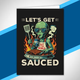 Carte Gril de BBQ UFO Fête de cuisine On se sauçe Drôle 