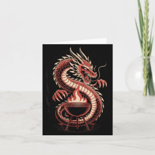 Carte Grill BBQ Dragon Soufflant Du Feu Pique-Nique Dans