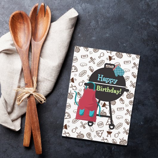 Carte Grill Master Birthday Card avec Fun BBQ Thème