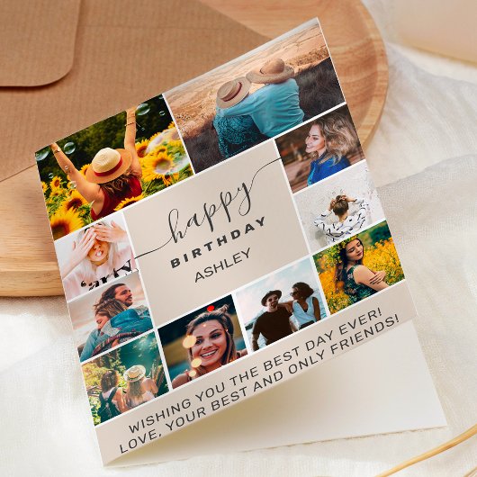 Carte Grille de collage photo d'anniversaire moderne bei