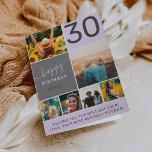 Carte Grille de collage photo d'anniversaire moderne vio<br><div class="desc">Moderne simple d'anniversaire pastel violet lavande 10 photo collage grille avec pastel rose pâle et gris couleurs modifiables et typographie moderne.</div>