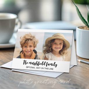 Carte Grille de collage photo - Texte en bas - Blanc
