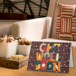 Carte Grille Gras Abstraite et Message de Bon Rétablisse