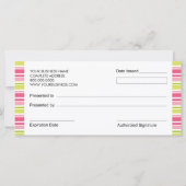 Carte Grilles modernes Boutique Style Certificats cadeau (Dos)