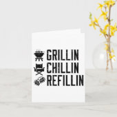 Carte Grillin Chillin Refillin Funny Byrbecue Bbq Grill (Fleur jaune)