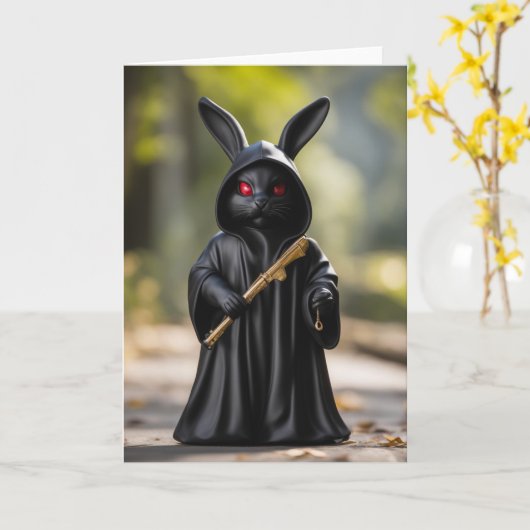 Carte Grim Bunny (Fleur jaune)