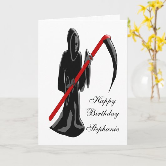 Carte Grim Reaper Ajouter Un Nom Anniversaire (Fleur jaune)