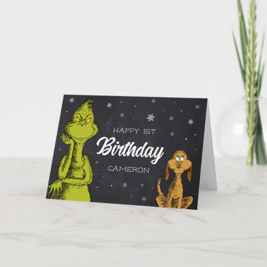 Carte Grinch Chalkboard Anniversaire (Devant)