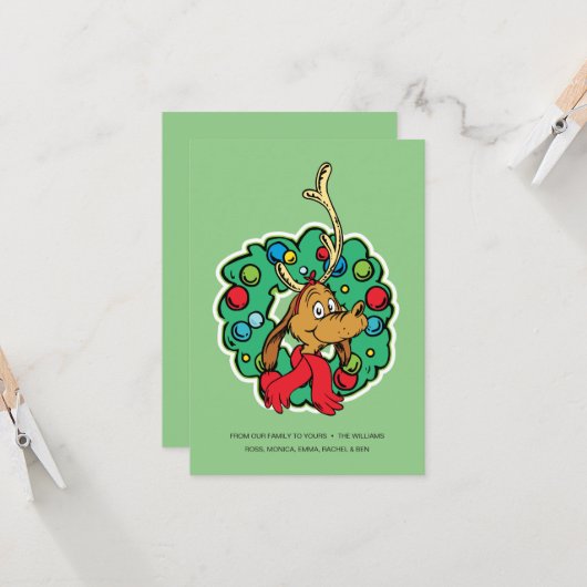 Carte Grinch | Couronne de Noël de Max (Devant/Arrière en situation)
