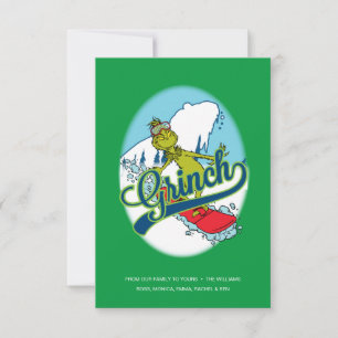 Carte Grinch en snowboard