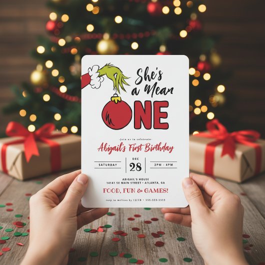 Carte Grinch She's a Mean One 1st Birthday