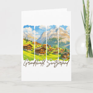 Carte Grindelwald Suisse Voyage Coup de pinceau Grindel