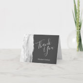 Carte Gris Blanc Argent Agate Mariage foncé Merci (Devant)