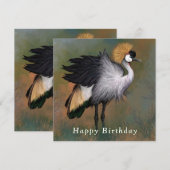 Carte Gris Crowned Crane Bonne Anniversaire (Devant / Derrière)