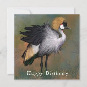 Carte Gris Crowned Crane Bonne Anniversaire (Devant)