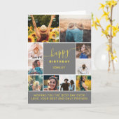 Carte Gris d'anniversaire moderne jaune 10 grille photo  (Fleur jaune)