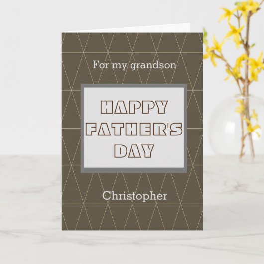 Carte Gris et Brown Fête des pères moderne Grandson (Fleur jaune)