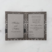 Carte gris et noir Damask Style Soirée Invitation (Intérieur)