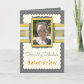 Carte Gris et or ajouter photo soeur en droit anniversai (Devant)